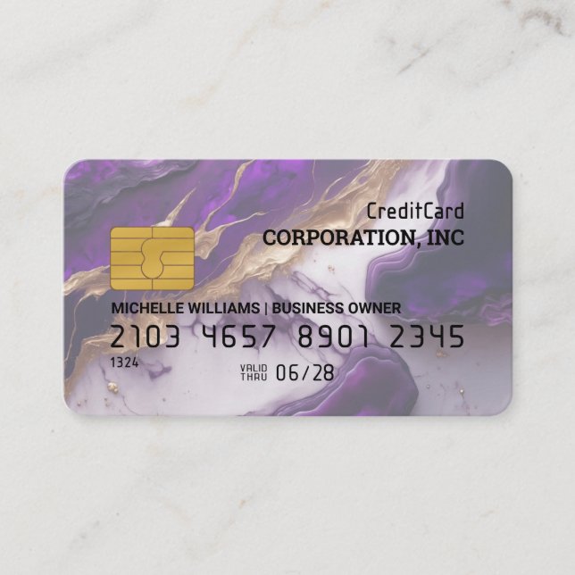 Carte de crédit | Marbre violet or (Devant)