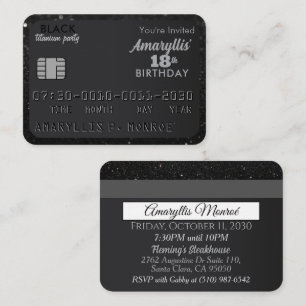 Carte de crédit Matte Black Invitations d'annivers