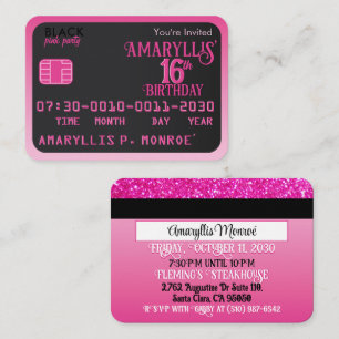 Carte de crédit Matte Black Pink Invitations d'ann