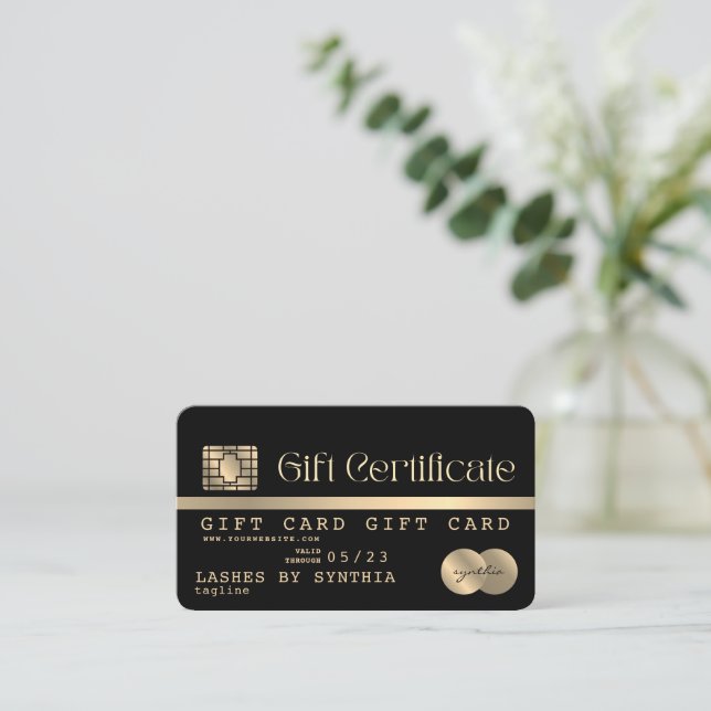 Carte de crédit moderne certificat cadeau (Debout devant)