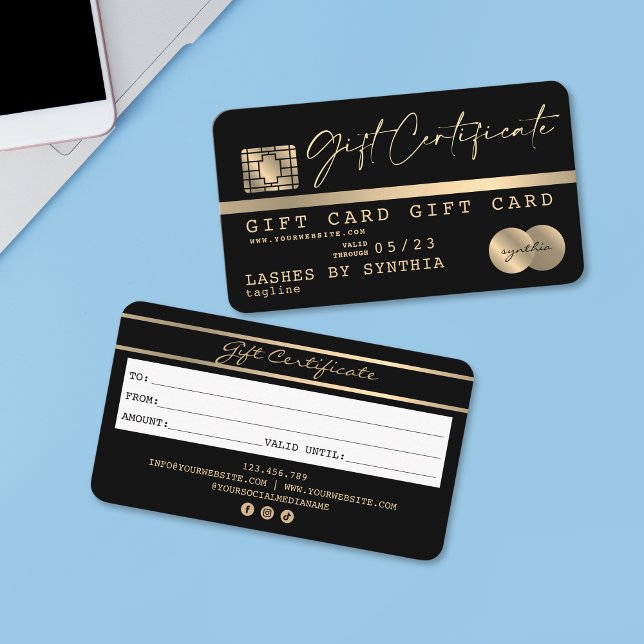 Carte de crédit moderne certificat cadeau (black and white credit card style gift certificate)