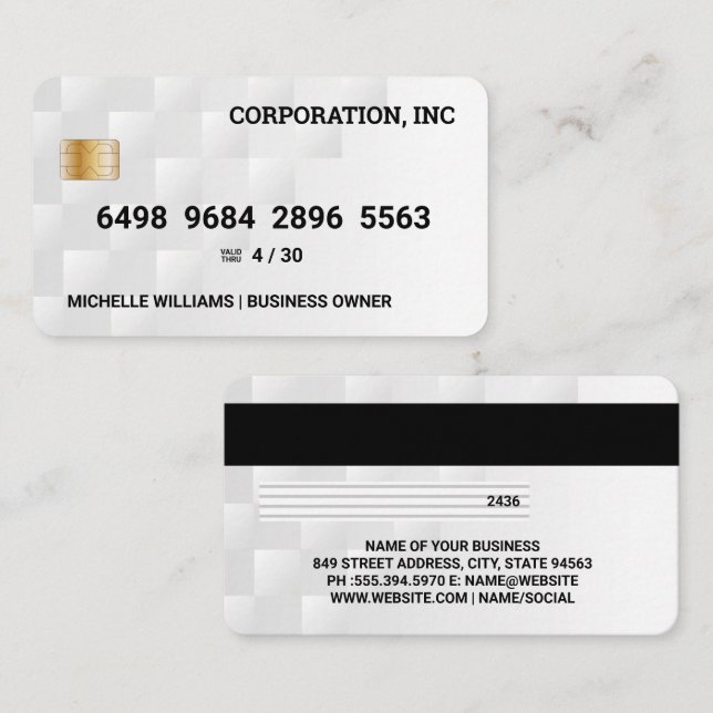 Carte de crédit | Motif moderne géométrique blanc (Devant / Derrière)