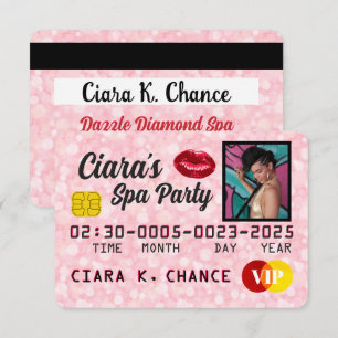 Carte de Crédit Photo Pailletée Rose VIP