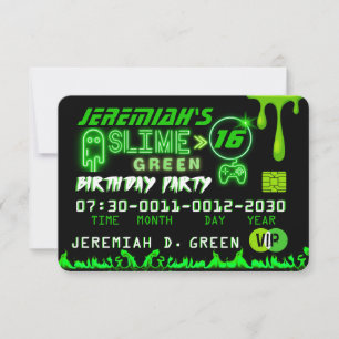 Carte de crédit pour fête d'anniversaire VIP Slime