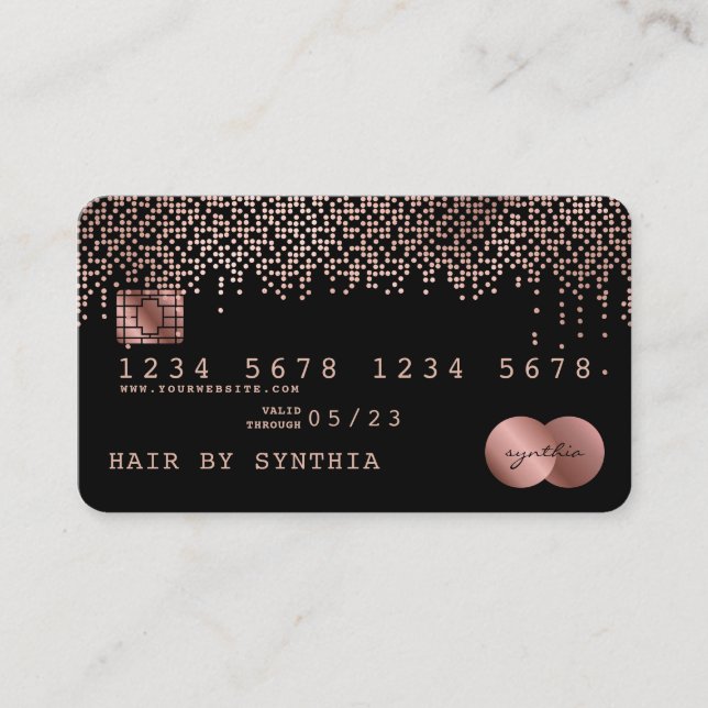 Carte de crédit Stylisé Rose Gold Confetti (Devant)