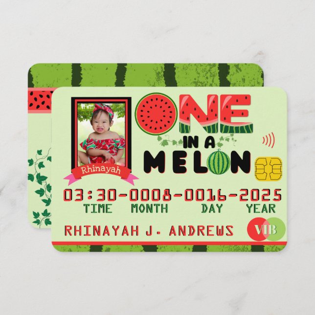 Carte de crédit UN dans un Melon Photo Anniversair (Devant / Derrière)