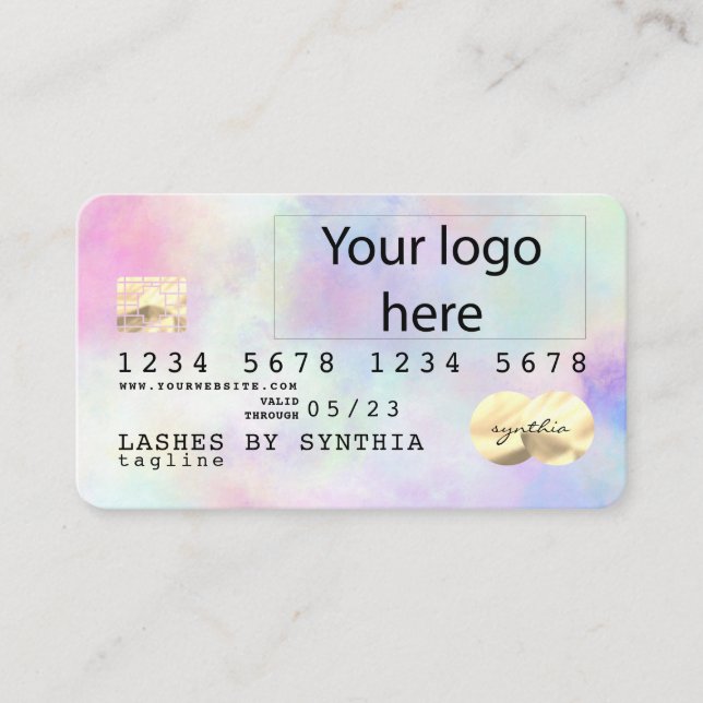 Carte de crédit Unicorne aquarelle ajoutez votre l (Devant)