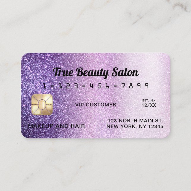 Carte de crédit unique Sparkly Violet Parties scin (Devant)