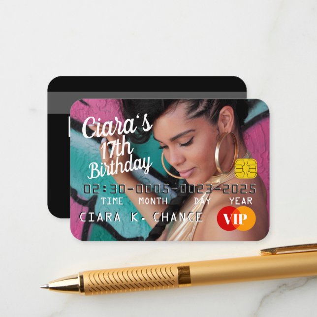 Carte de crédit VIP Carte de crédit photo Annivers (Devant/Arrière en situation)