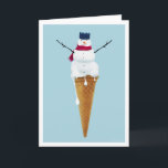 Carte de crème glacée Christmas Snowman<br><div class="desc">Un bonhomme de neige dans un cône glacé prêt à manger..</div>