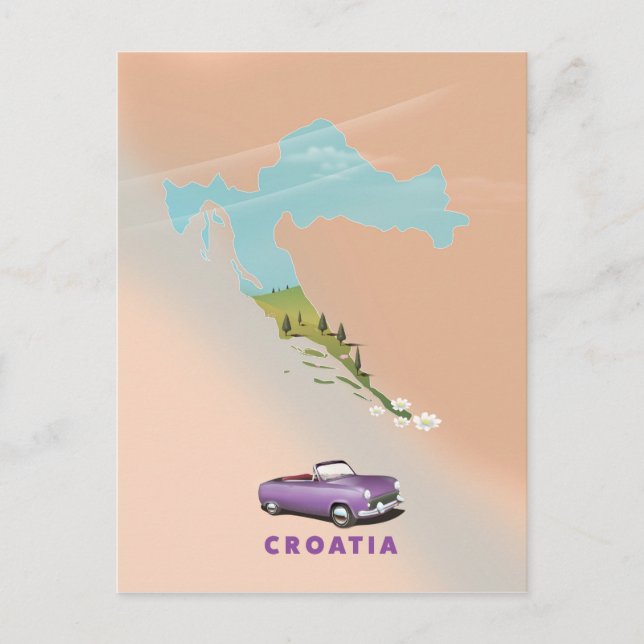 Carte de Croatie Affiche illustrée. (Devant)