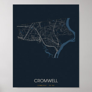 Carte de Cromwell Connecticut Poster (Nuit)