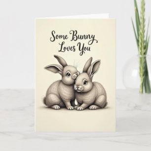 Carte de croquis de lapin d'anniversaire doux