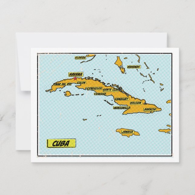 Carte de Cuba de bande dessinée vintage (Devant)