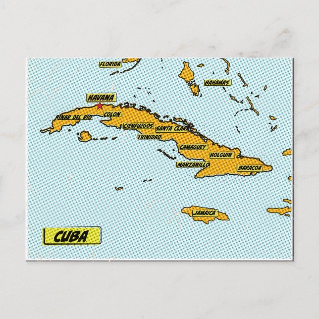 Carte de Cuba de bande dessinée vintage (Devant)