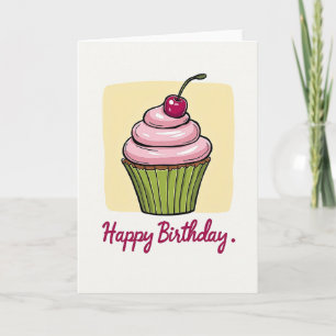 Carte de Cupcake aux Fruits Rouges pour Anniversai
