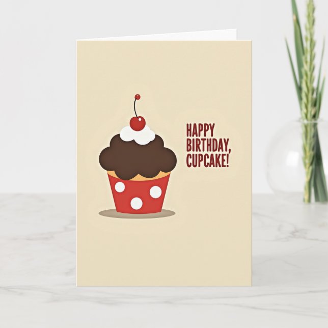 Carte de Cupcake Cerise Joyeuse (Devant)