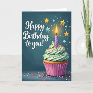 Carte de Cupcake d'Anniversaire Douce