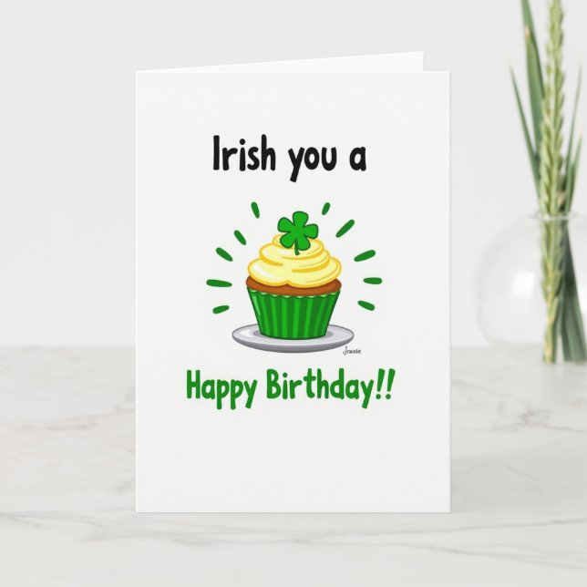 Carte de Cupcake d'Anniversaire Irlandais (Devant)