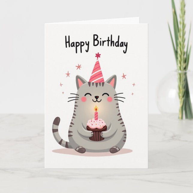 Carte de Cupcake de Chat Fantaisiste (Devant)