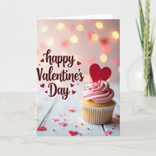 Carte de Cupcake de la Saint-Valentin Rose