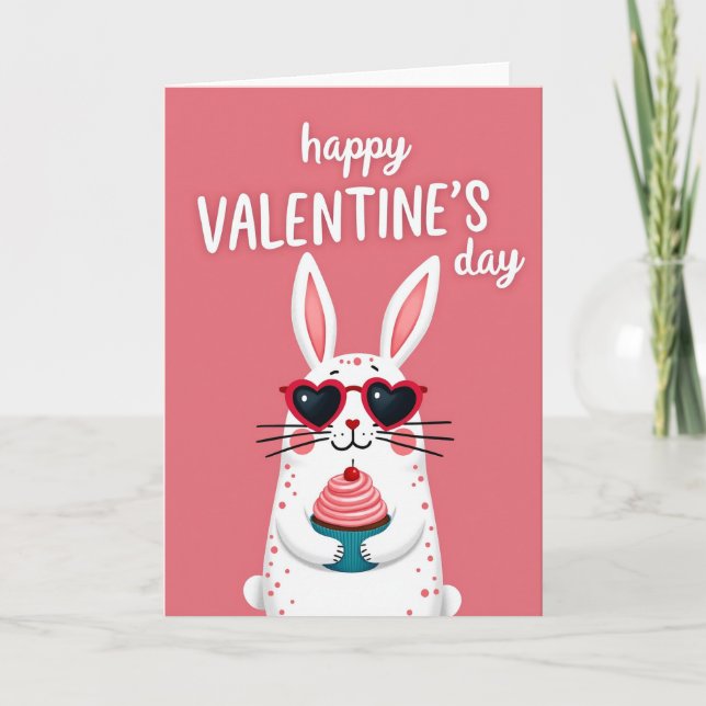 Carte de Cupcake de Lapin de la Saint-Valentin Joy (Devant)