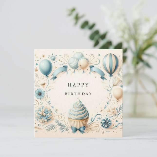 carte de cupcake joyeux anniversaire (Debout devant)
