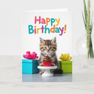 Carte de Cupcake pour Chatons Joyeux Anniversaire