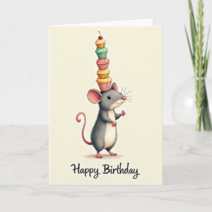 Carte de Cupcake pour la Souris d'Anniversaire Dou