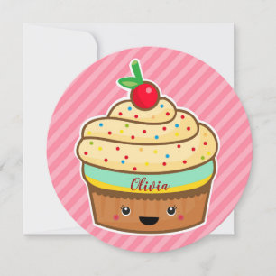 Carte de cupcake ronde avec nom