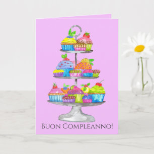 Carte de cupcakes Watercolor italienne