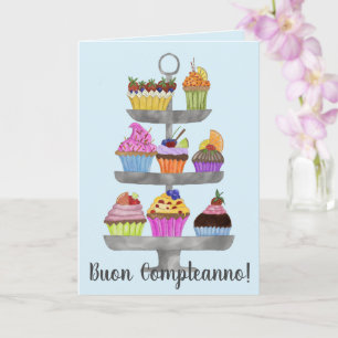 Carte de cupcakes Watercolor italienne