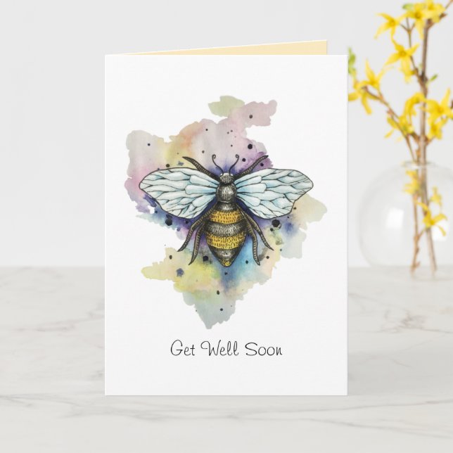 Carte de Cute Bee and Rainbow (Fleur jaune)