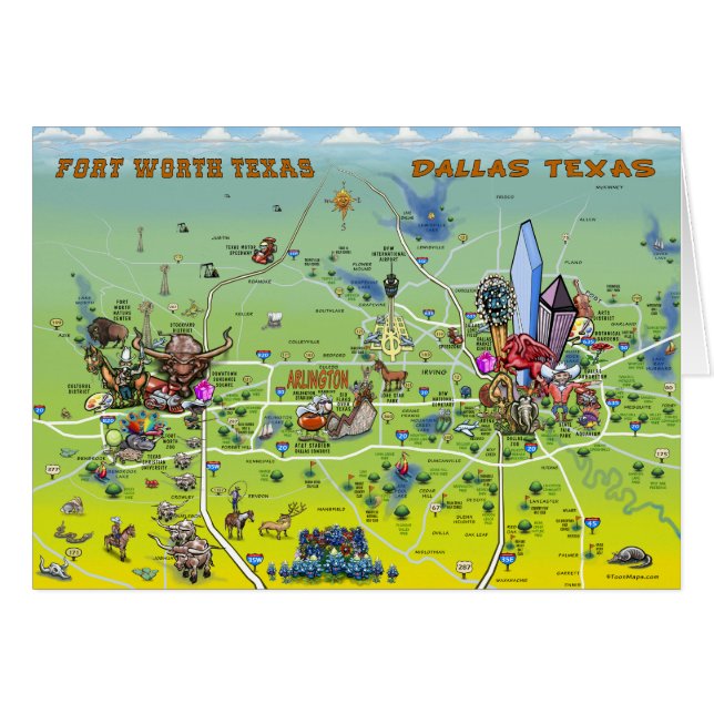 Carte de Dallas Fort Worth (Devant horizontal)