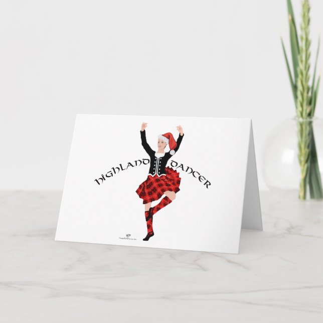 Carte de danseuse des Highlands écossaises à Noël (Devant)