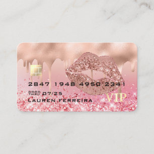 Carte de débit moderne Rose Gold Lips Faux