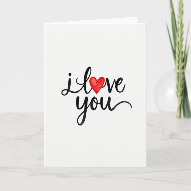 Carte de déclaration d'amour à l'encre rouge (Devant)
