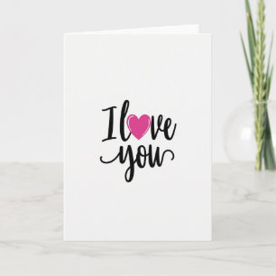 Carte de déclaration d'amour avec cœur rose