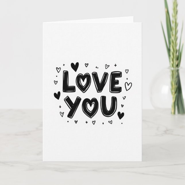 Carte de déclaration d'amour dessinée à la main mi (Devant)