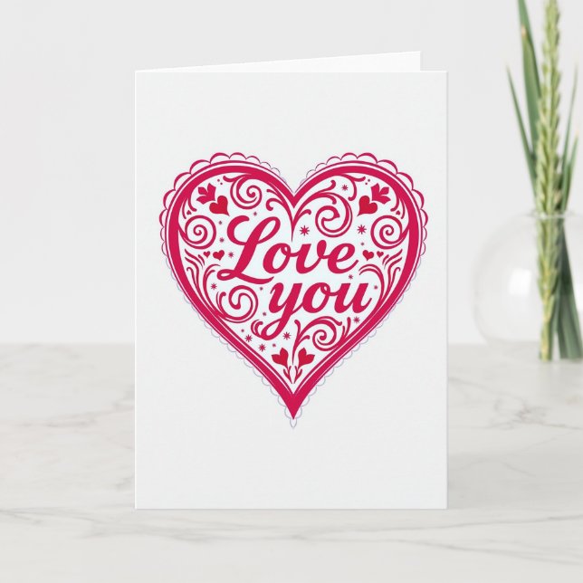Carte de déclaration d'amour ornée (Devant)