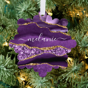 Carte de décoration de Noël en Or Ornement Violet