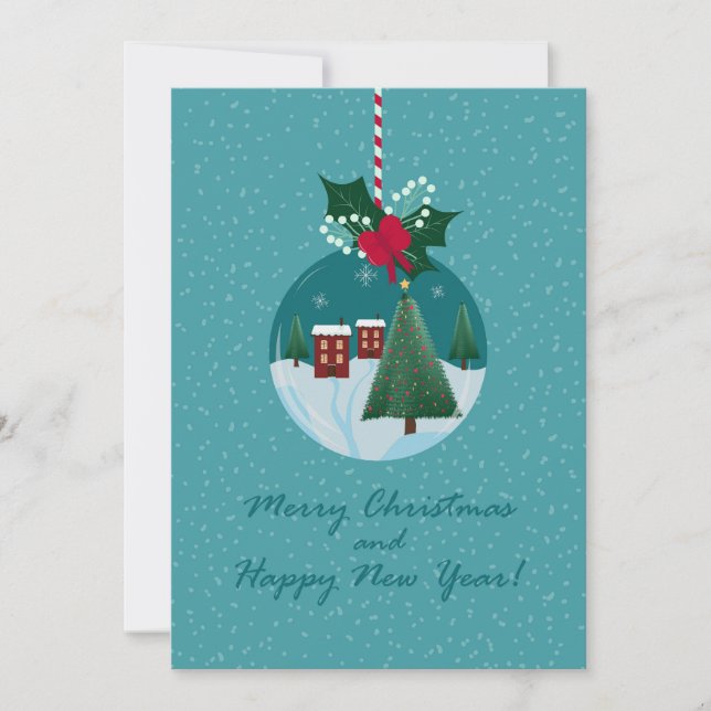 Carte de décoration de village de Noël joyeux (Devant)