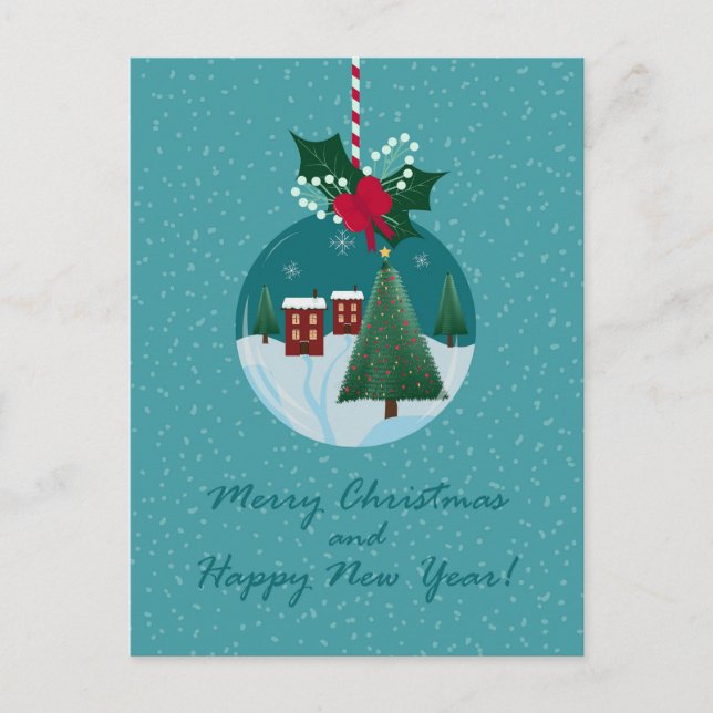 Carte de décoration de village de Noël joyeux (Devant)