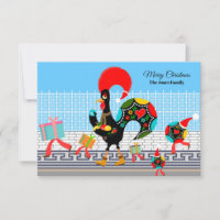 Carte de défilé de coq et de Baubles portugais