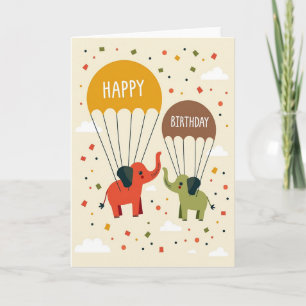 Carte de défilé d'éléphant joyeux