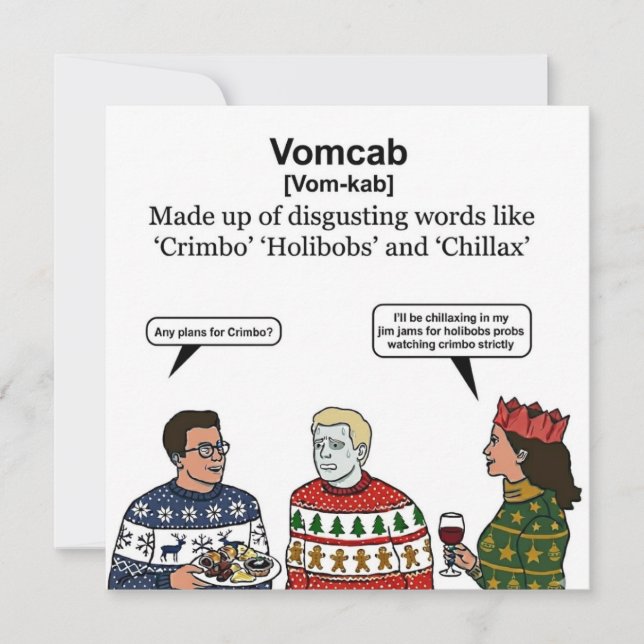 Carte de définition Vomcab : argot de Noël embarra (Devant)