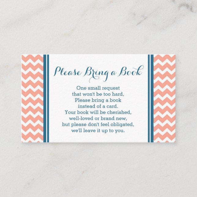 Carte de demande de Baby shower Coral Blue Chevron (Devant)