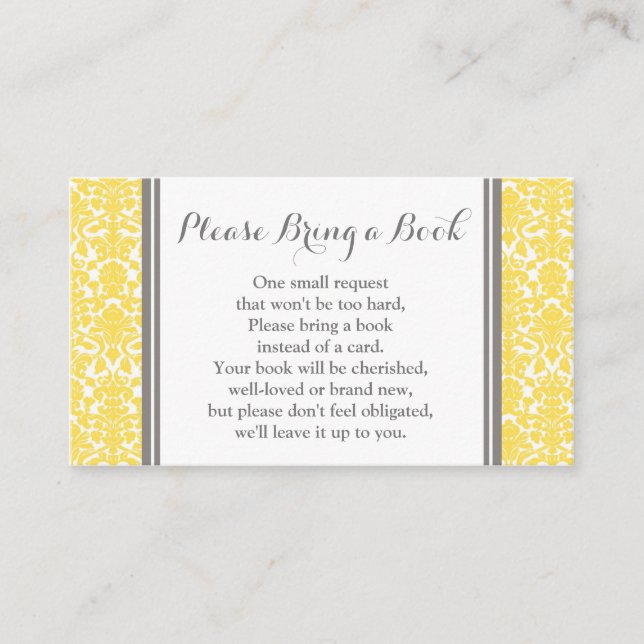 Carte de demande de Baby shower Damask Jaune (Devant)