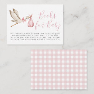 Carte de demande de Baby shower de la cigogne rose