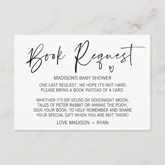 Carte de demande de Baby shower simple moderne Coe (Devant)